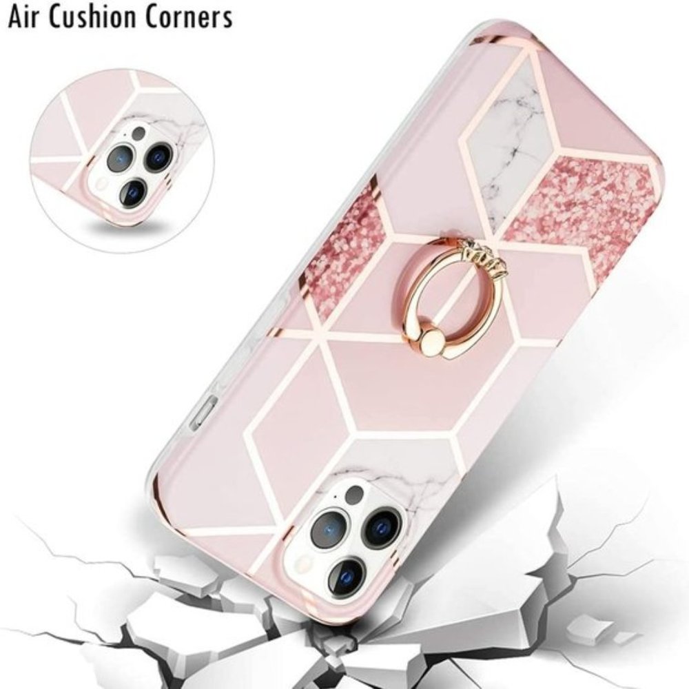 iPhone 12 Pro Max Marble Ring Glitter Holder Case - Picture 3 of 7
